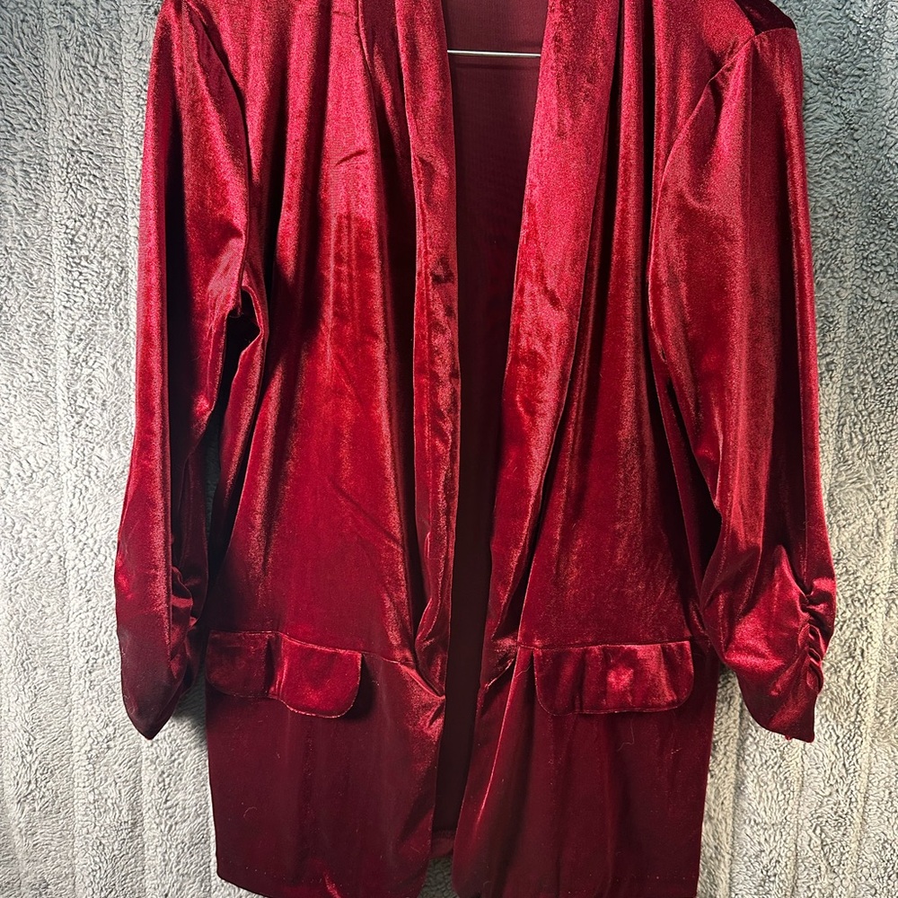 Elegant Red Velvet Women's Jacket